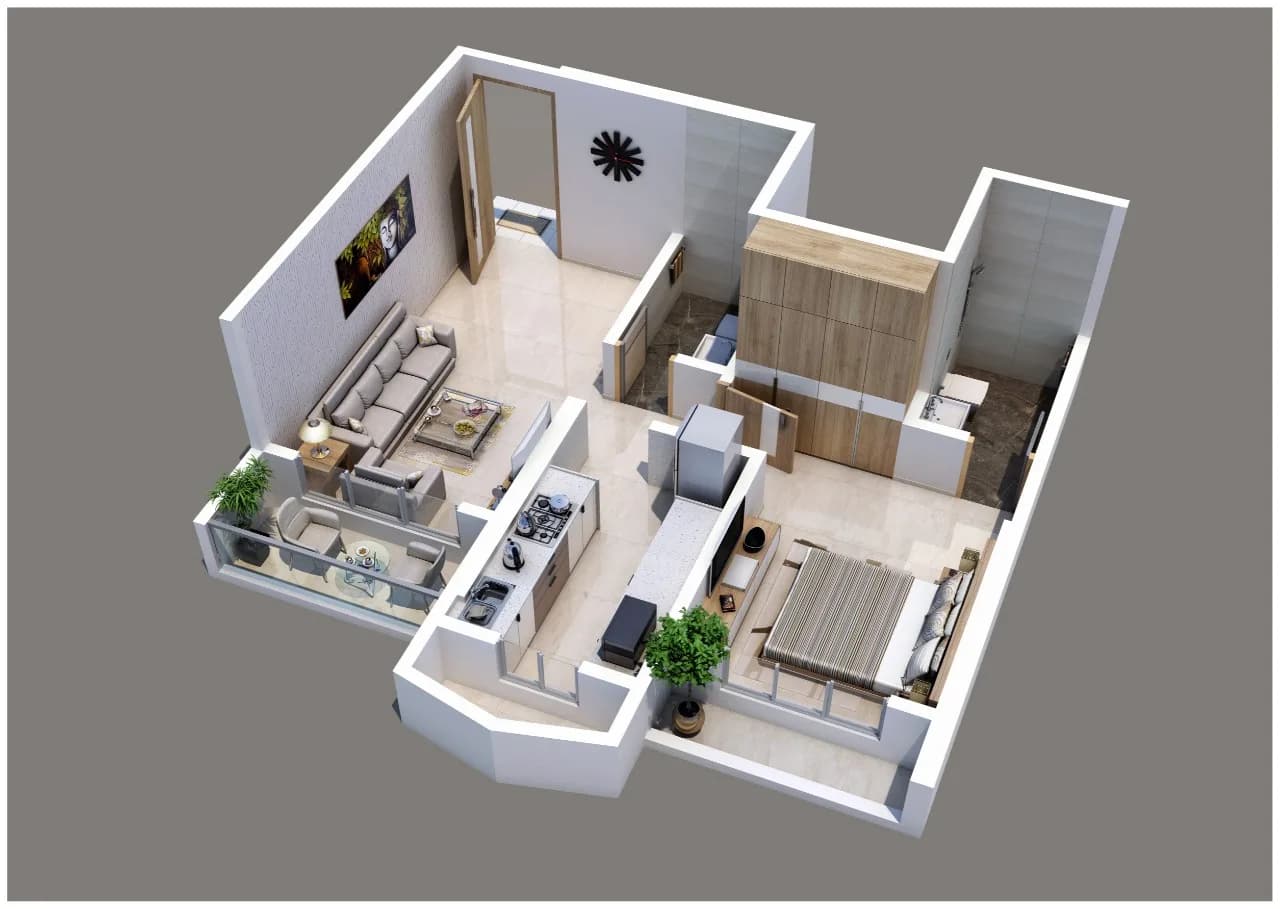 1 BHK - 1 BHK 3D